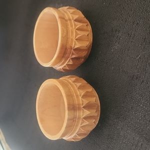 VINTAGE HANDCRAFTED  WOODEN SET OF 2 CONTAINERS.